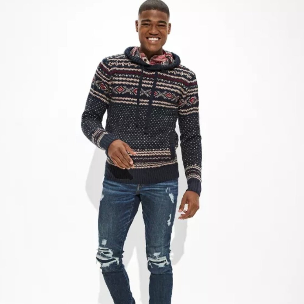 NWOT American Eagle Fairisle Hoodie Sweater